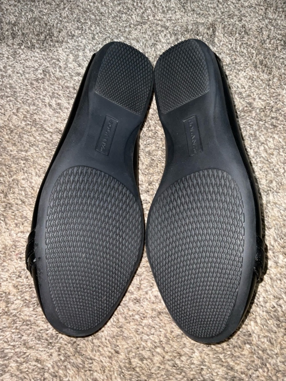 Solanz Black Leather Ballet Flats with Decorative Buckle Size 9 Wide - Picture 7 of 8